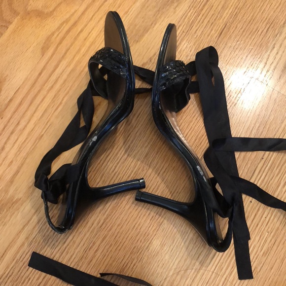 Sequin lace up shoes with satin ties. - Picture 12 of 14